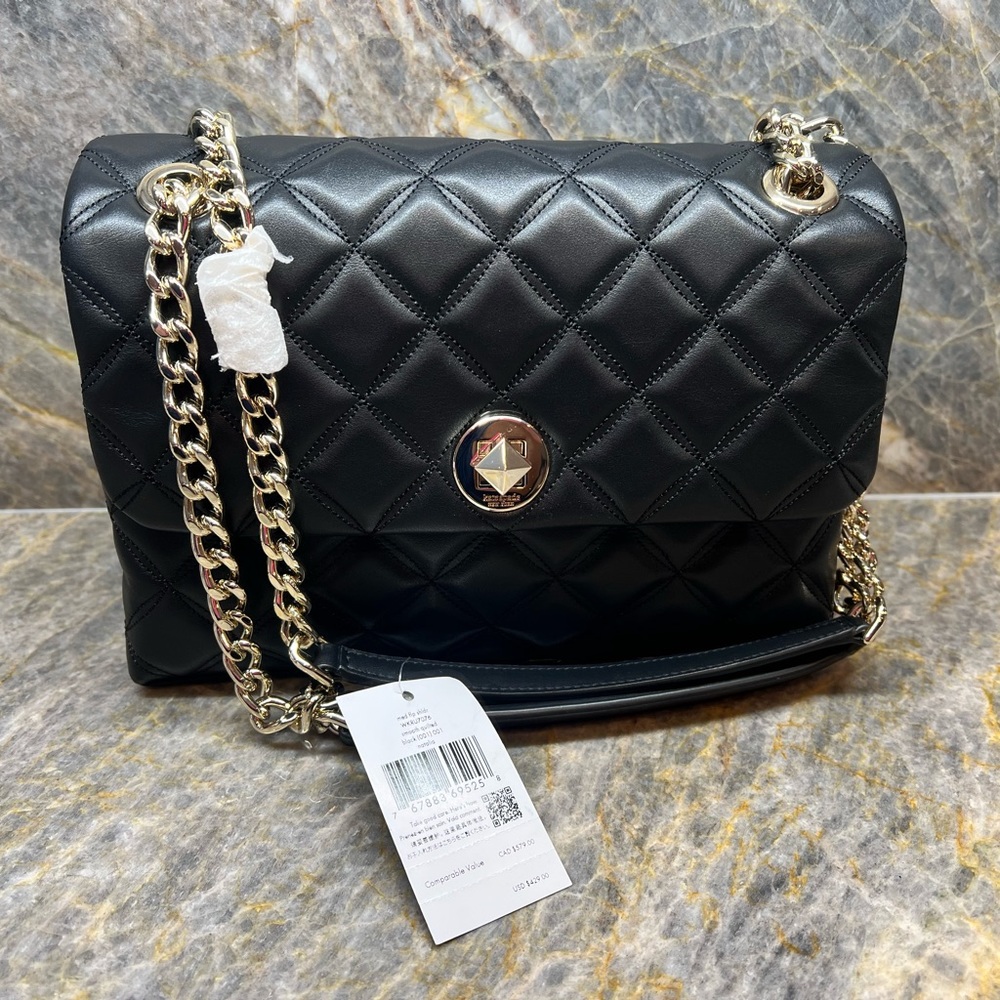 Black Quilted Kate Spade Flap Bag NWT